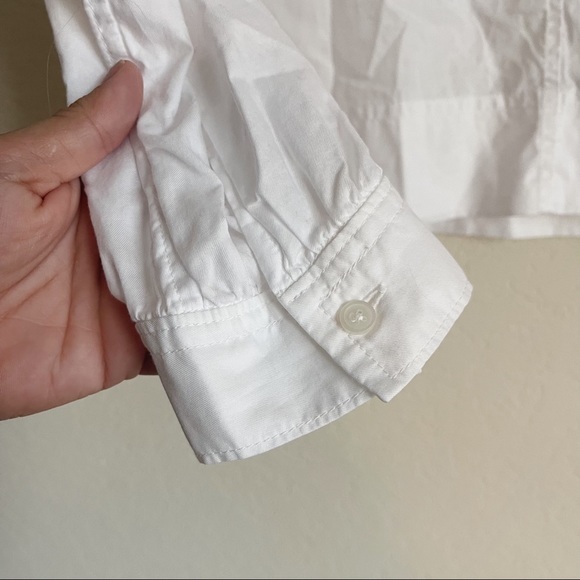 EVERLANE White Long Sleeve Blouse Boxy Fit V Neck - Picture 3 of 5